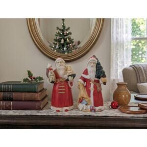 Set of 2 Vintage Ceramic Santa Claus Bells